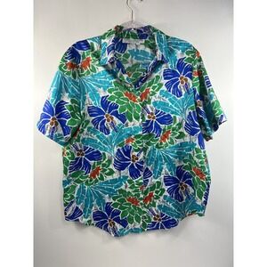 Laura & Jayne Blouse Women's Sz‎ 14 Multi Floral Short Sleeve